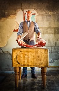 Authentic portrait of a young butcher in Portland Oregon